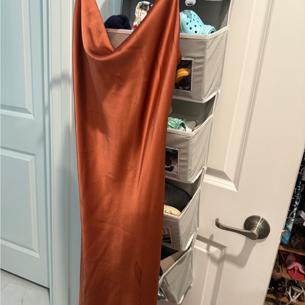 Petal & Pup Rust Satin Dress